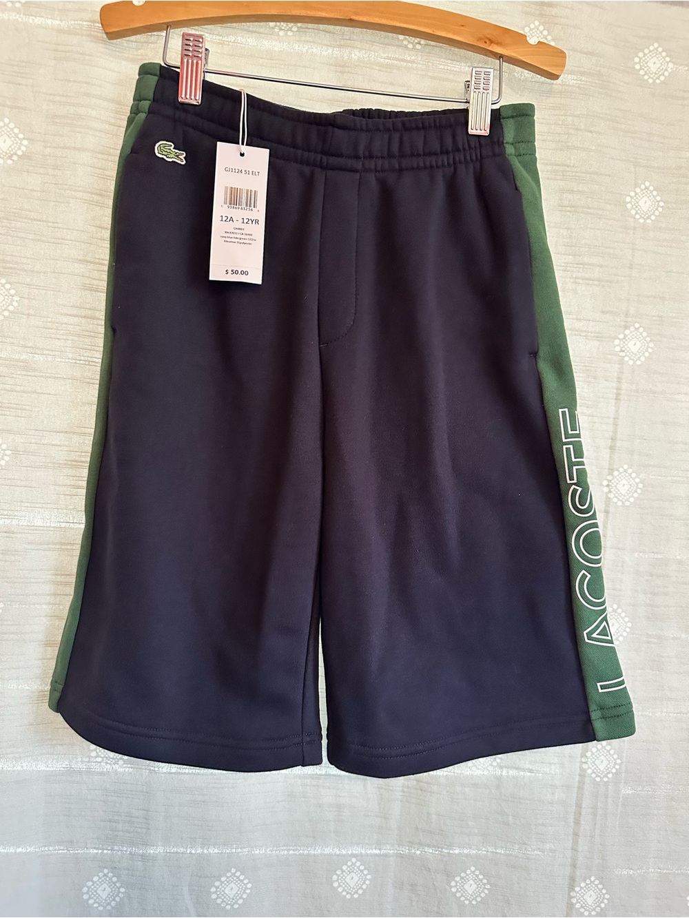 Lacoste Boy’s Navy & Green Athletic Shorts